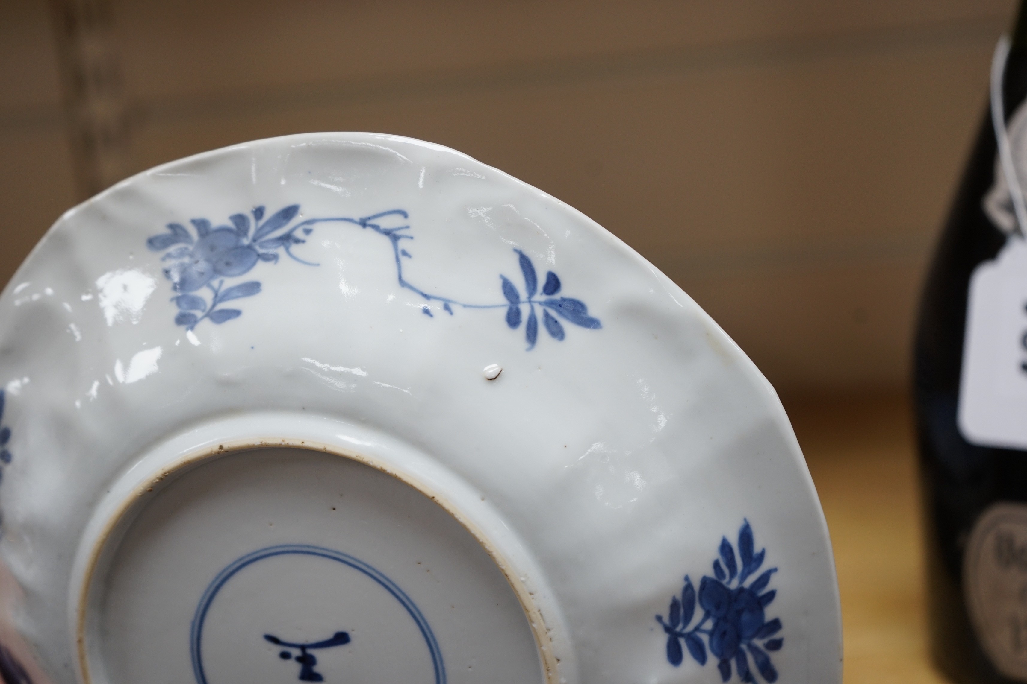 Eight Chinese blue and white octagonal plates, Kangxi period, 20.3 cm wide